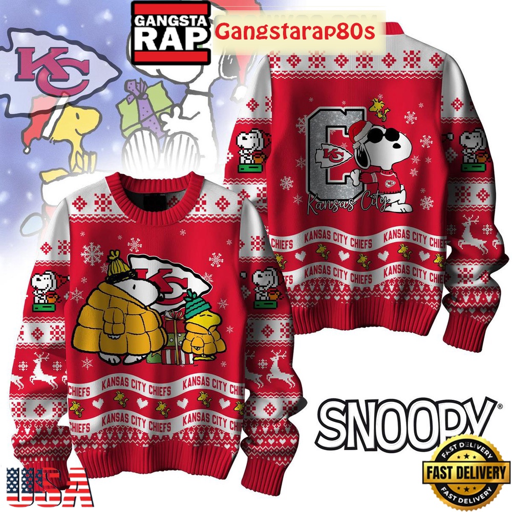 NFL Kansas City Chiefs x Peanuts Snoopy New Design 2025 Ugly Christmas Sweater