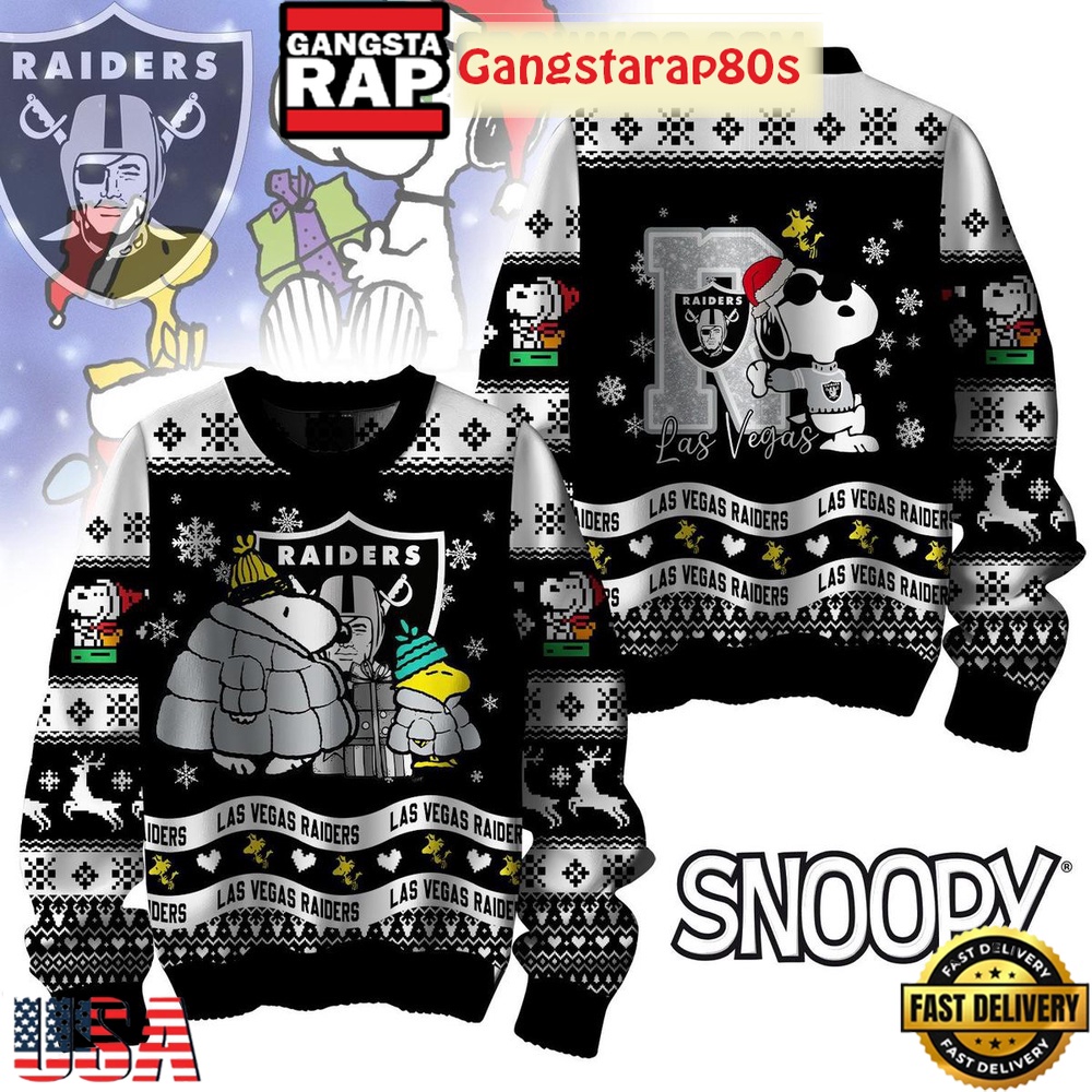 NFL Las Vegas Raiders x Peanuts Snoopy New 2025 Ugly Christmas Sweater