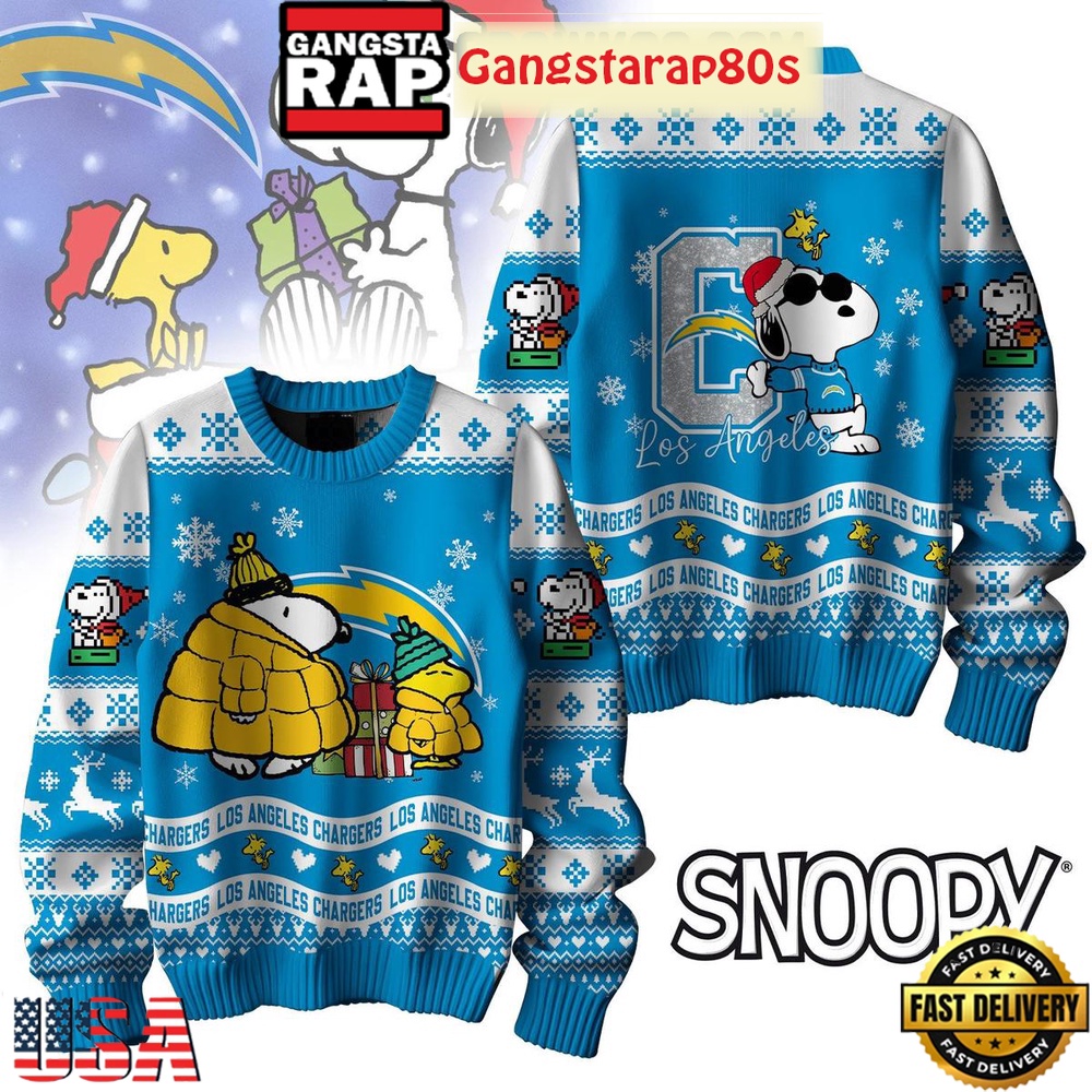 NFL Los Angeles Chargers x Peanuts Snoopy New 2025 Ugly Christmas Sweater