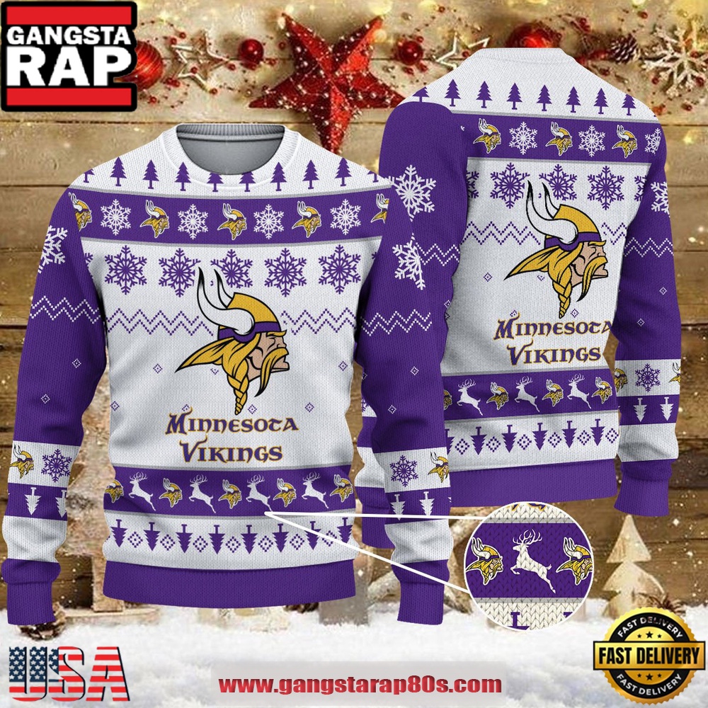 NFL Minnesota Vikings 49ers 2025 Reindeer Christmas Tree Ugly Xmas Sweater