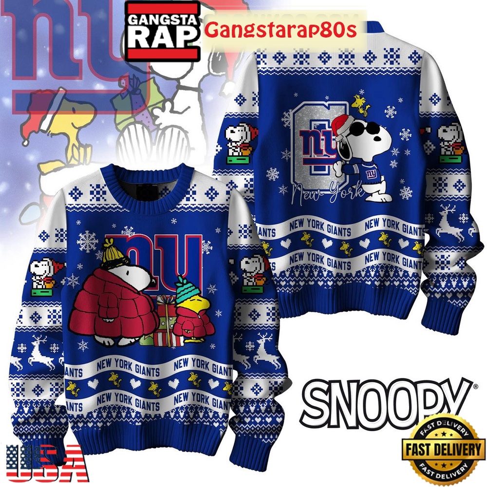 NFL New York Giants x Peanuts Snoopy New 2025 Ugly Christmas Sweater