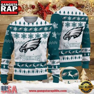 NFL Philadelphia Eagles 2025 Snowflake Reindeer New Design Ugly Xmas Sweater