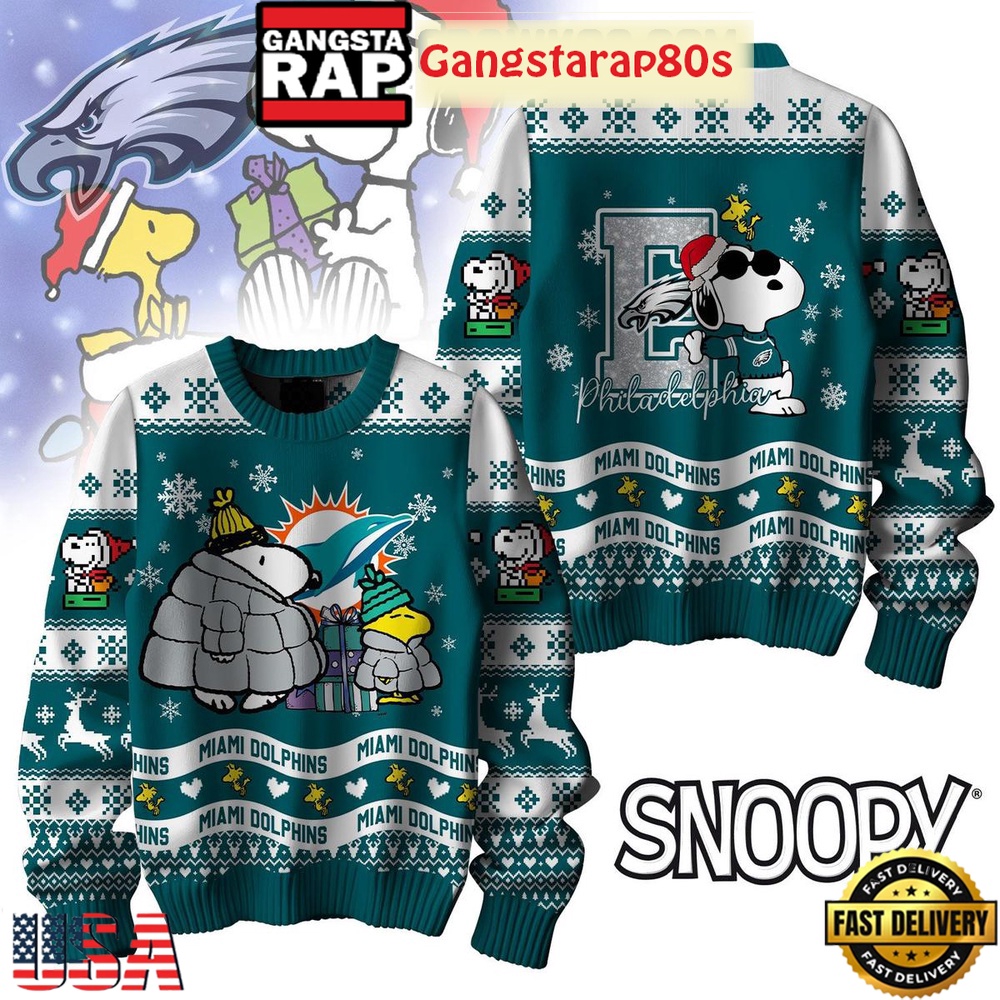 NFL Philadelphia Eagles x Peanuts Snoopy New 2025 Ugly Christmas Sweater
