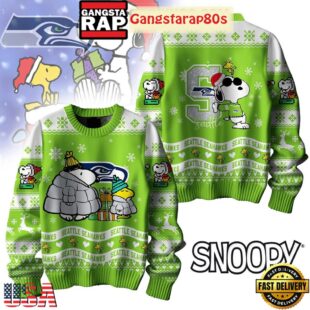 NFL Seattle Seahawks x Peanuts Snoopy New 2025 Ugly Christmas Sweater