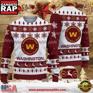 NFL Washington Commanders 2025 Reindeer Christmas Tree Ugly Xmas Sweater