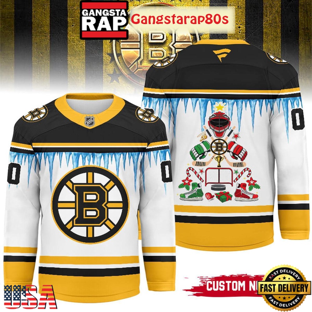 NHL Boston Bruins Christmas 2025 Custom Number Hockey Jersey NHL Boston Bruins Christmas 2025 Custom Number Hockey Jersey