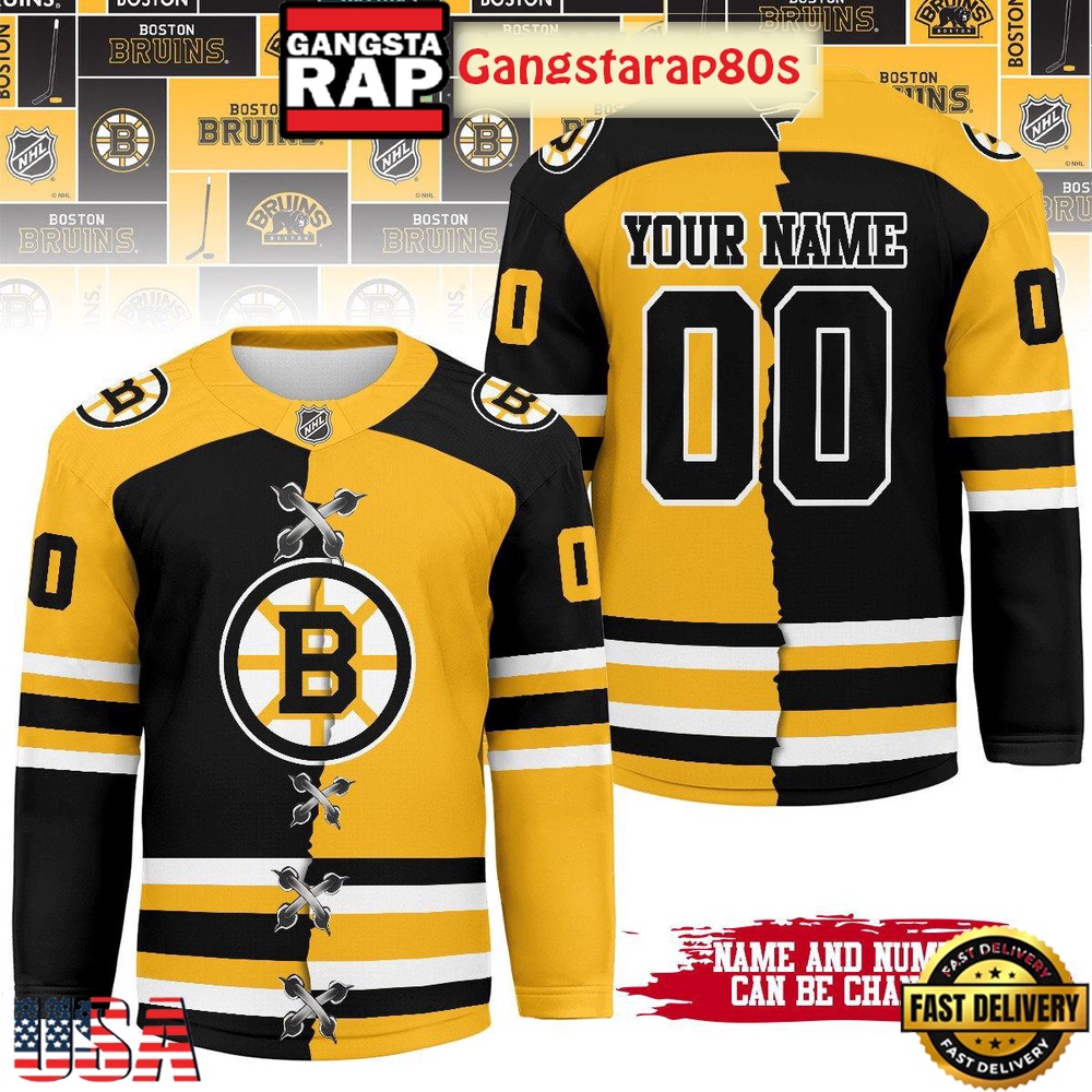NHL Boston Bruins Mix Home Away 2025 Custom Hockey Jersey NHL Boston Bruins Mix Home Away 2025 Custom Hockey Jersey