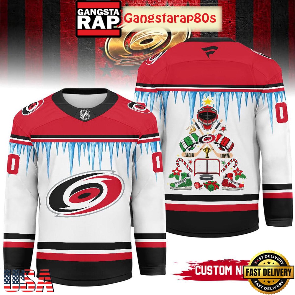 NHL Carolina Hurricanes Christmas 2025 Custom Number Hockey Jersey NHL Carolina Hurricanes Christmas 2025 Custom Number Hockey Jersey