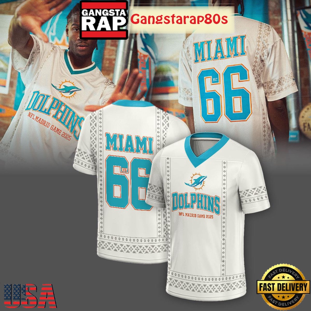 NHL Miami Dolphins In Madrid Game 2025 Custom Football Jersey