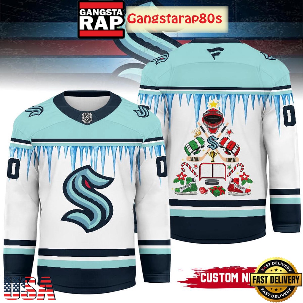NHL Seattle Kraken Christmas New 2025 Custom Number Hockey Jersey NHL Seattle Kraken Christmas New 2025 Custom Number Hockey Jersey
