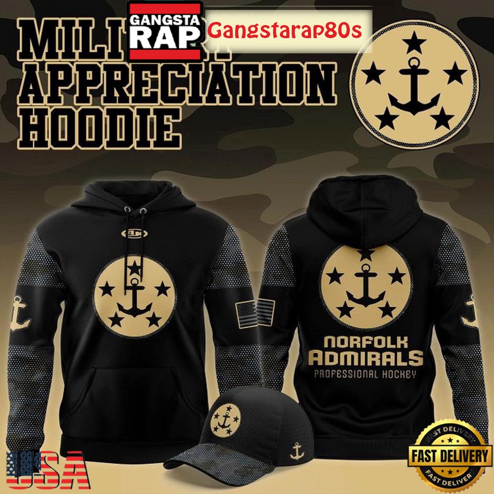 Norfolk Admirals Military Night 2025 Limited Edition Hoodie Norfolk Admirals Military Night 2025 Limited Edition Hoodie