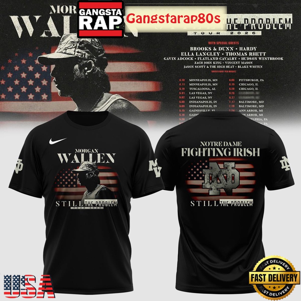 Notre Dame Fighting Irish x Morgan Wallen Still The Problem 2026 Tour Shirt
