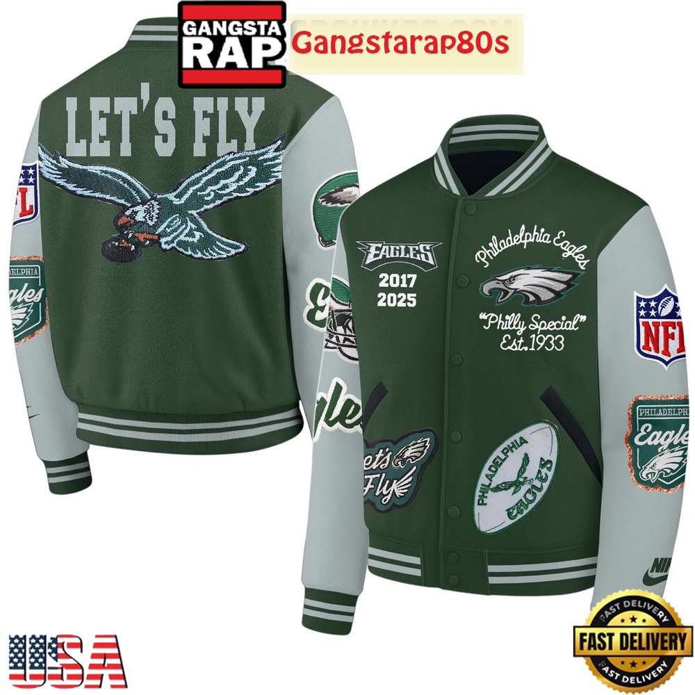 Philadelphia Eagles Let’s Fly Est 1933 New Edition Baseball Jacket