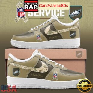 Philadelphia Eagles Salute To Service Limited Edition Custom Air Force 1 Sneakers Shoes