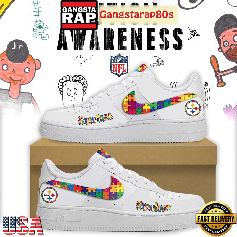 Pittsburgh Steelers Autism Awareness Limited Edition Air Force 1 Sneakers Shoes
