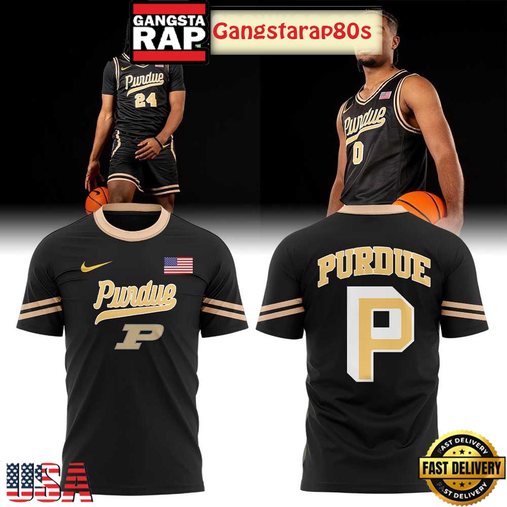 Purdue Basketball Night Mode Uniform 2025 Unisex 3D Shirt