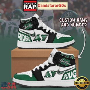 Saskatchewan Roughriders Custom Name Number Air Jordan 1 Sneakers Shoes