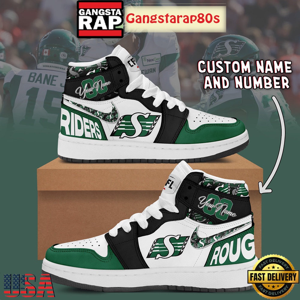 Saskatchewan Roughriders Custom Name Number Air Jordan 1 Sneakers Shoes Saskatchewan Roughriders Custom Name Number Air Jordan 1 Sneakers Shoes