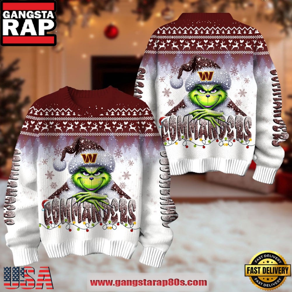 Washington Commanders NFL x The Grinch 2025 Edition Ugly Christmas Sweater