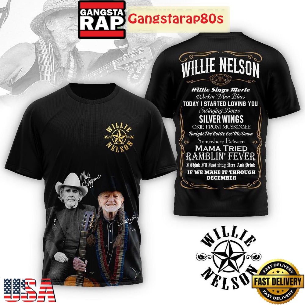 Willie Nelson If We Make It Through December Black 3D Shirt