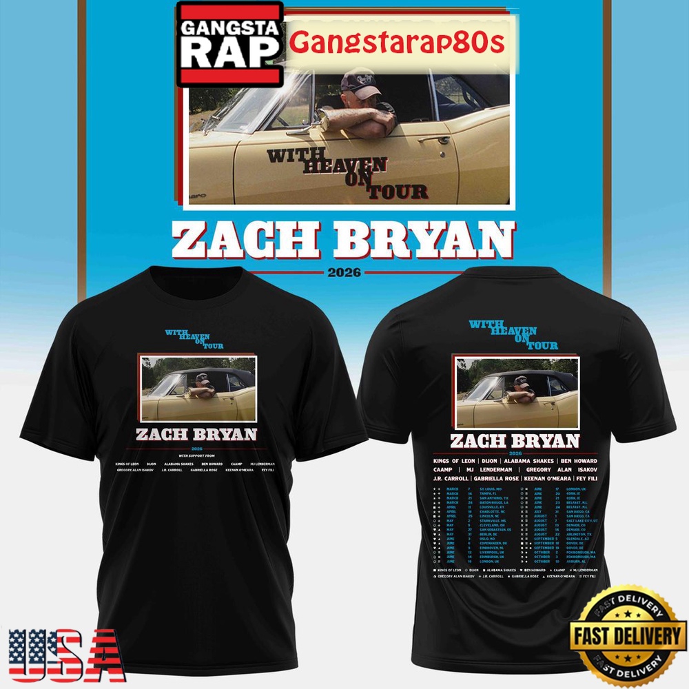 Zach Bryan With Heaven On Tour 2026 3D Shirt Zach Bryan With Heaven On Tour 2026 3D Shirt