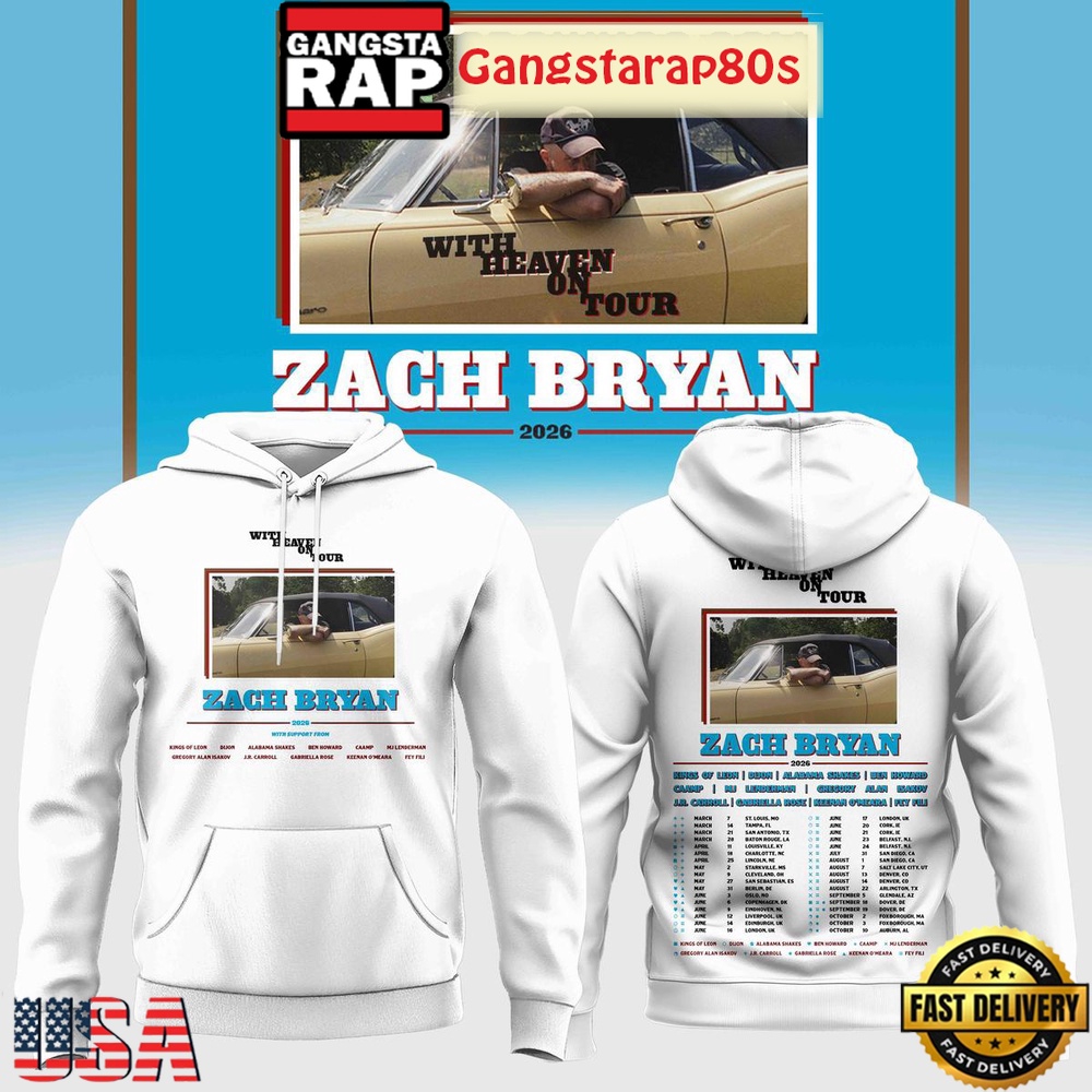 Zach Bryan With Heaven On Tour 2026 White Special Edition Unisex Hoodie Zach Bryan With Heaven On Tour 2026 White Special Edition Unisex Hoodie