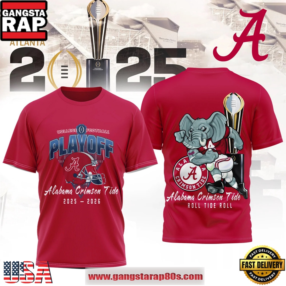 Alabama Crimson Tide NCAA College Football Playoff 2025-26 Red T Shirt