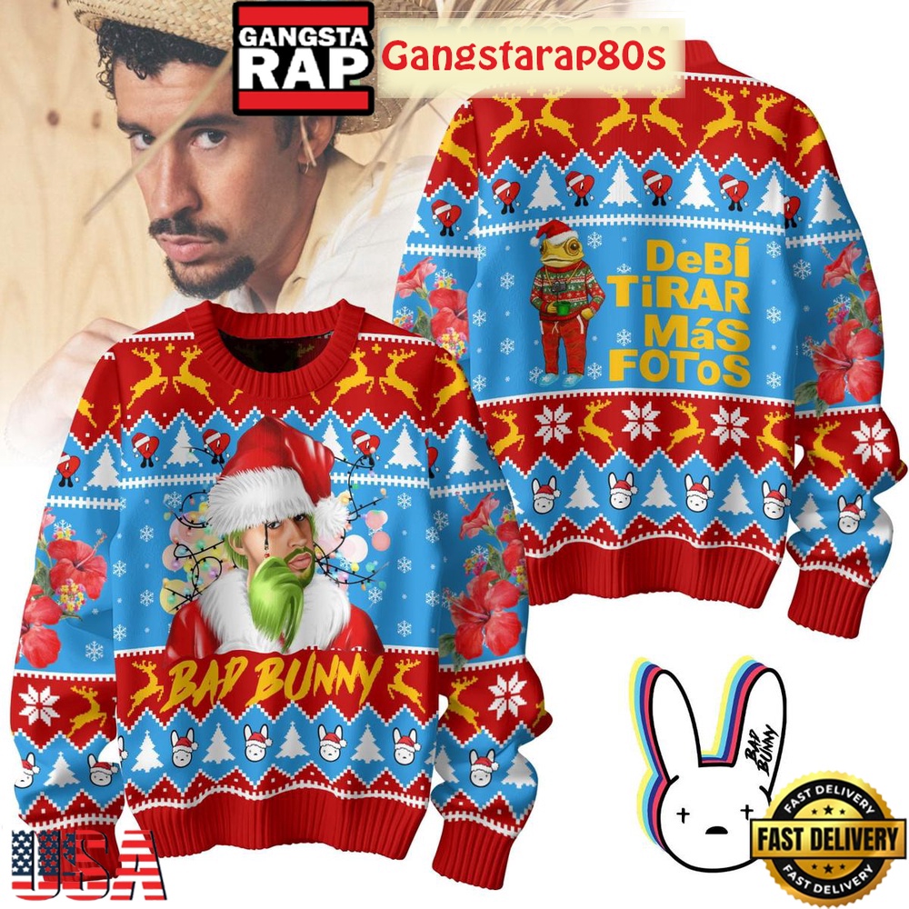 Bad Bunny Debi Tirar Mas Fotos Christmas 2025 Ugly Sweater