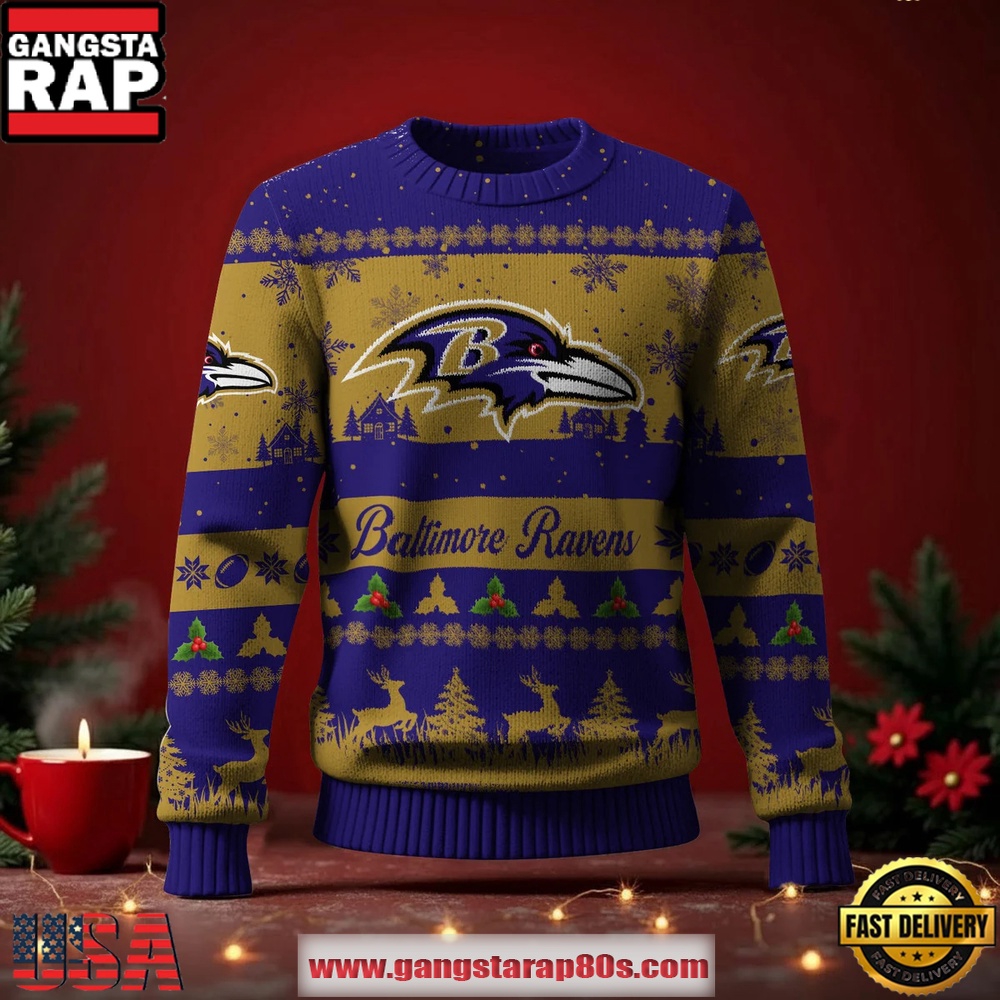 Baltimore Ravens NFL Holiday Spirit Ugly Christmas Sweater