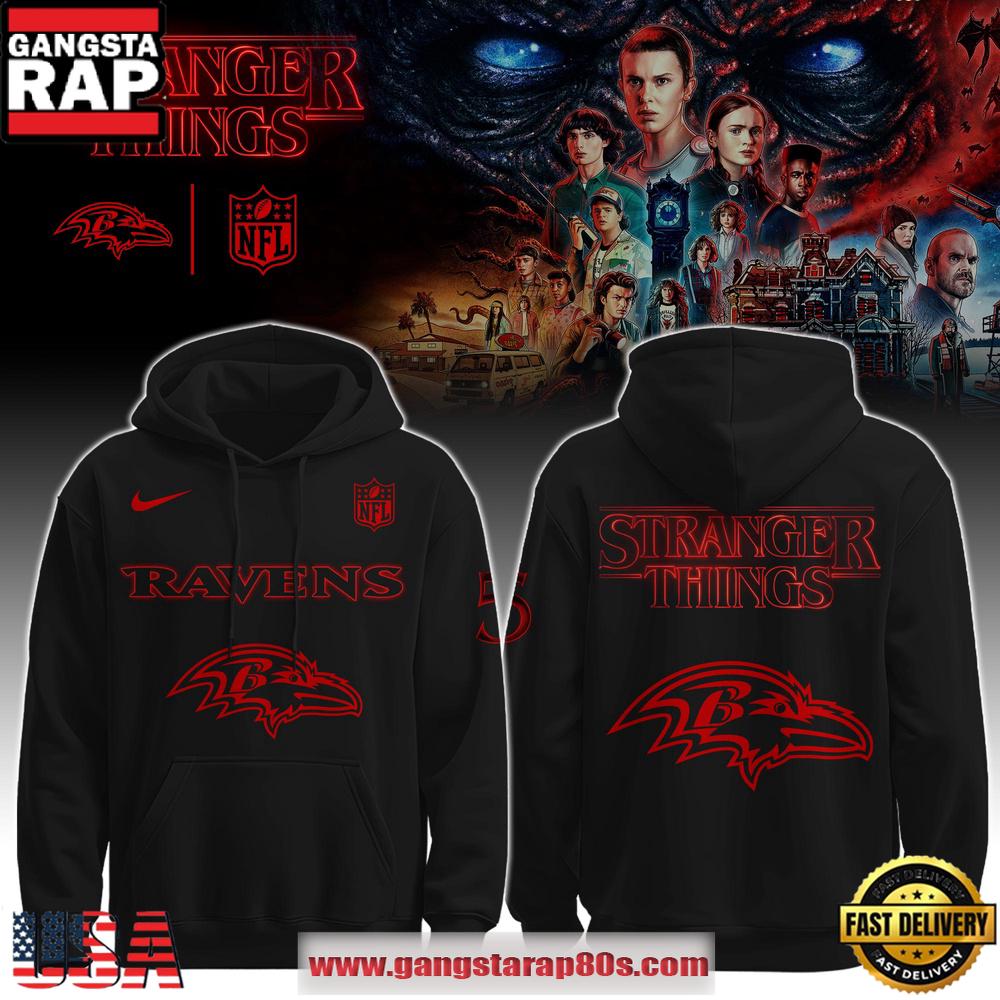Baltimore Ravens NFL x Strangethings Limited Editions Unisex Hoodie Baltimore Ravens NFL x Strangethings Limited Editions Unisex Hoodie