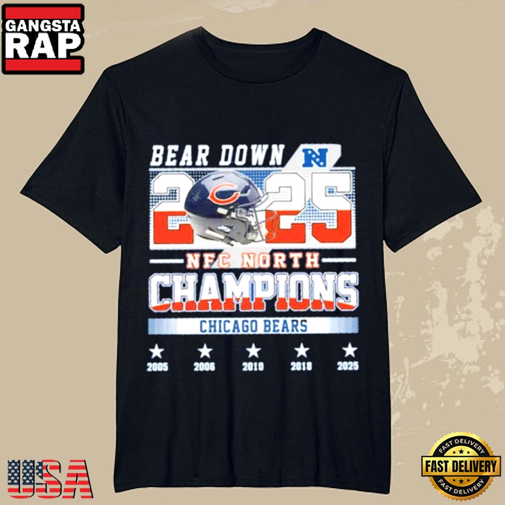 Chicago Bears 2025 NFC North Champions Bear Down 5 Ttime T Shirt