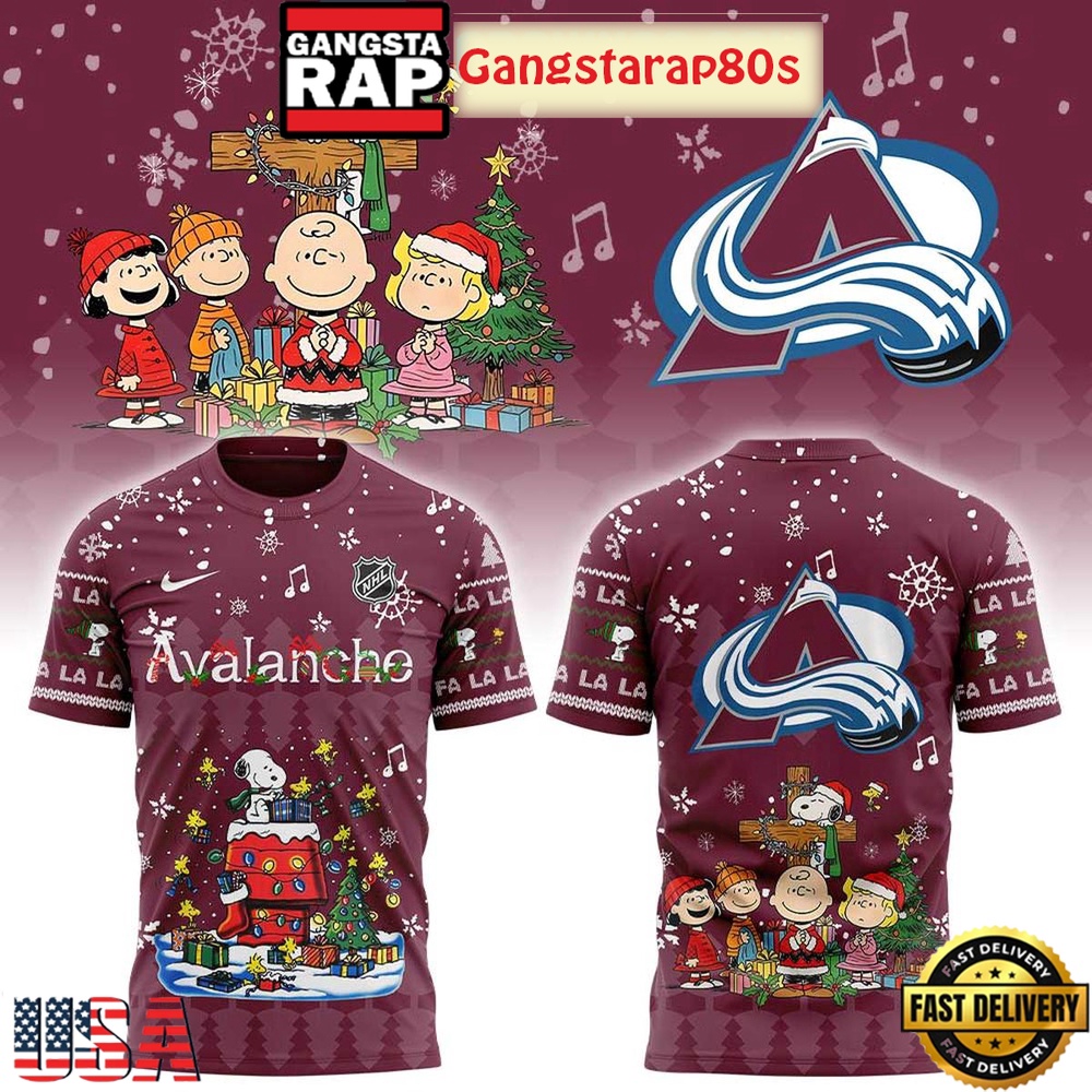 Colorado Avalanche Snoopy Christmas 2025 T Shirt