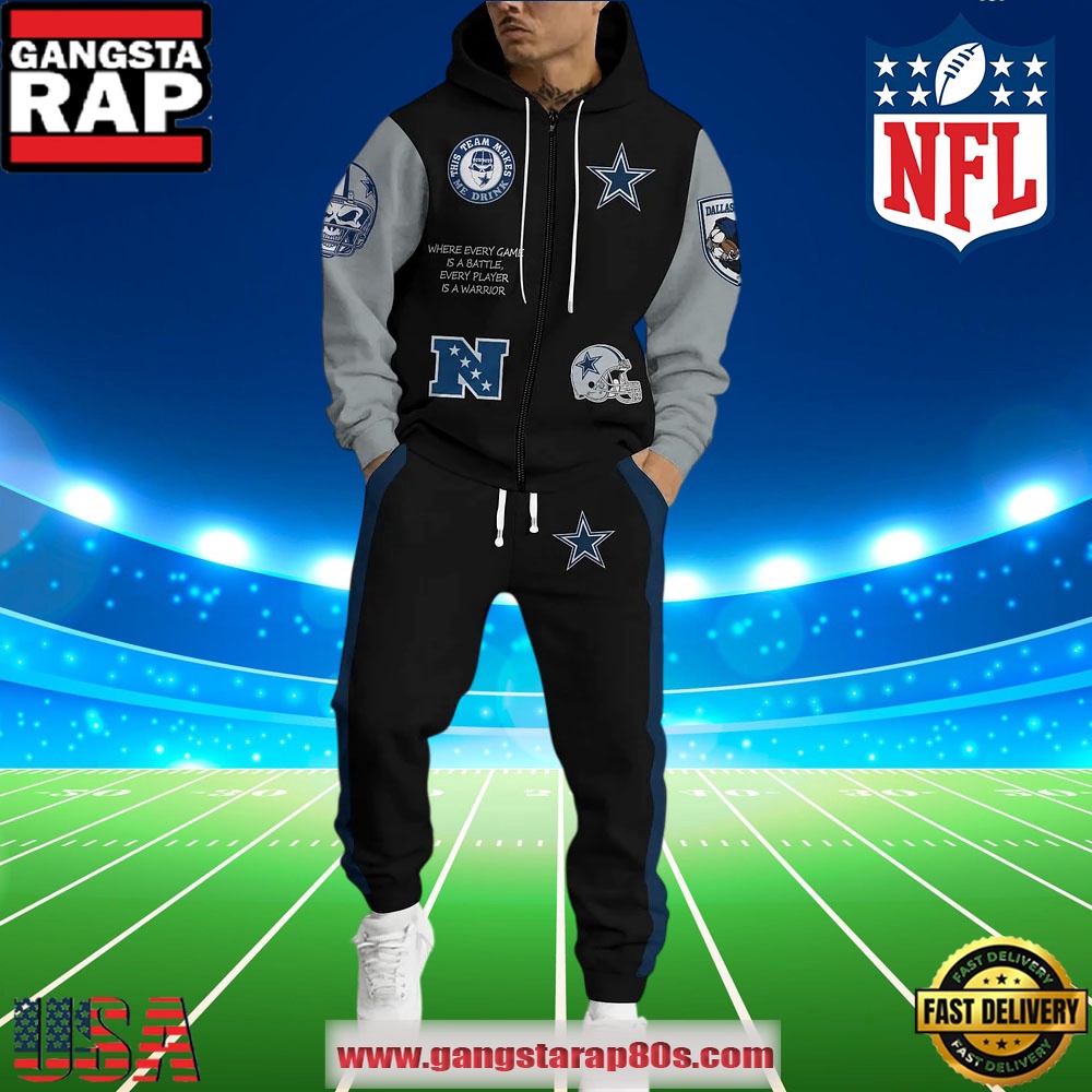 Dallas Cowboys NFL Christmas Zip Hoodie Joggers Set