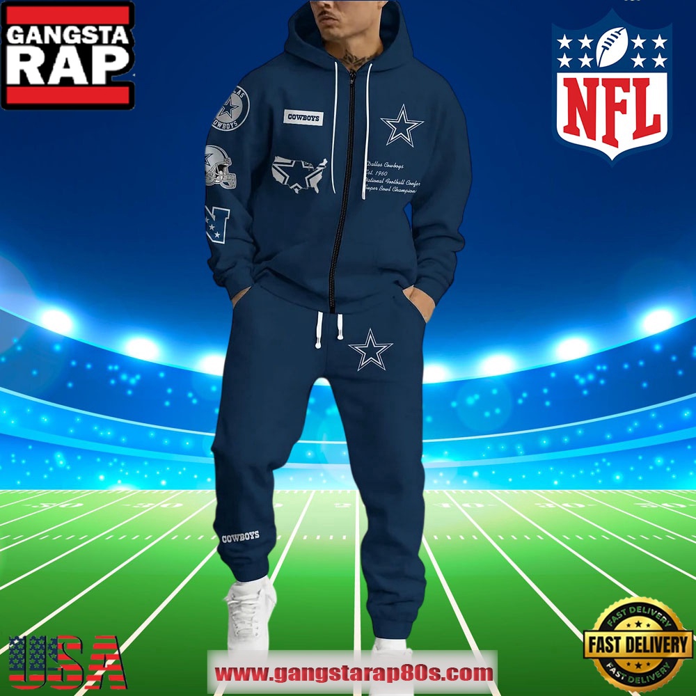 Dallas Cowboys NFL Holiday Christmas Zip Hoodie Joggers Set Dallas Cowboys NFL Holiday Christmas Zip Hoodie Joggers Set