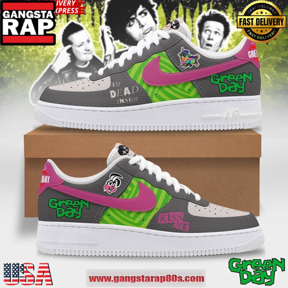 Green Day Kiss Me Unique Sports Design Air Force 1 Sneakers Shoes Green Day Kiss Me Unique Sports Design Air Force 1 Sneakers Shoes