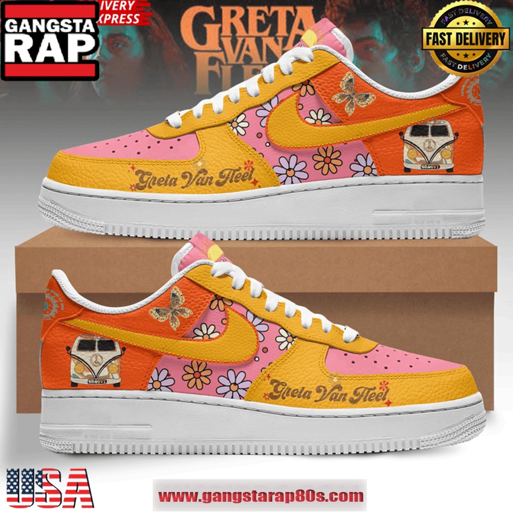 Greta Van Fleet Flower Power Unique Design Nike Air Force 1 Sneakers Shoes Greta Van Fleet Flower Power Unique Design Nike Air Force 1 Sneakers Shoes
