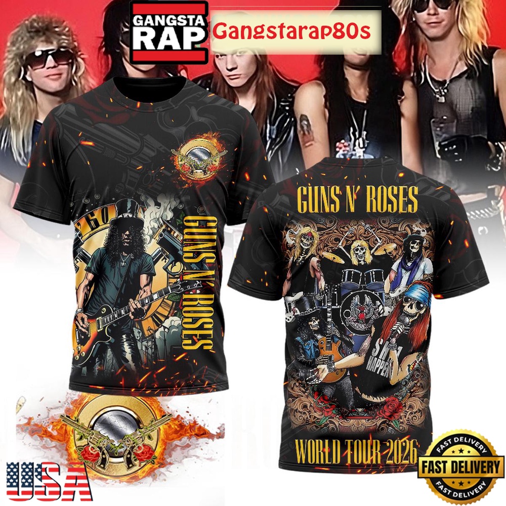 Guns N’ Roses Concert 2026 World Tour 3D T-Shirt
