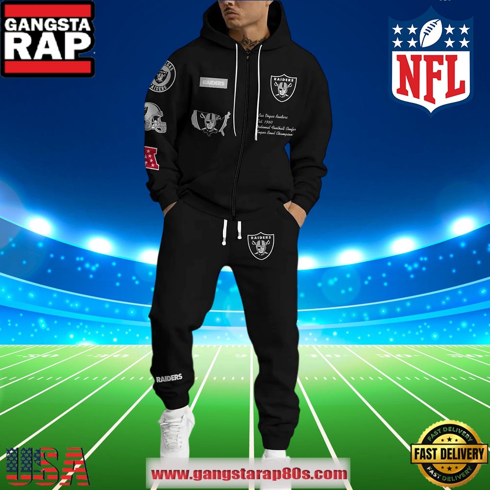 Las Vegas Raiders NFL Holiday Christmas New Edition Zip Hoodie Joggers Set Las Vegas Raiders NFL Holiday Christmas New Edition Zip Hoodie Joggers Set