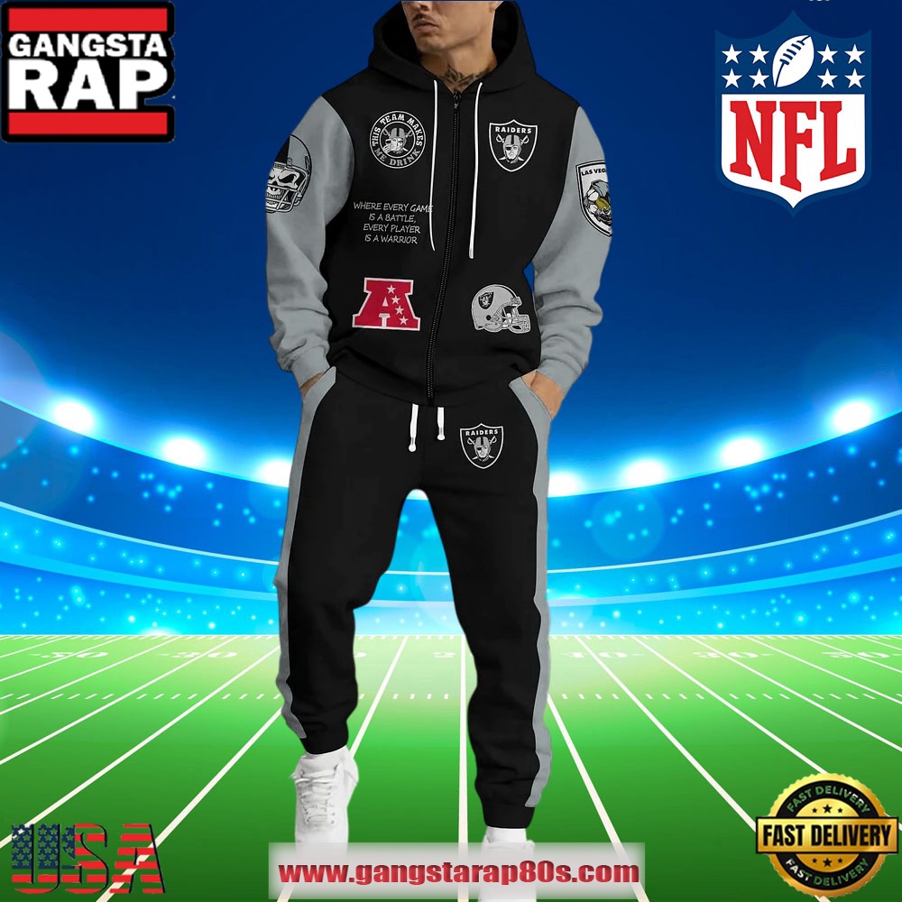 Las Vegas Raiders NFL Holiday Christmas Zip Hoodie Joggers Set Las Vegas Raiders NFL Holiday Christmas Zip Hoodie Joggers Set