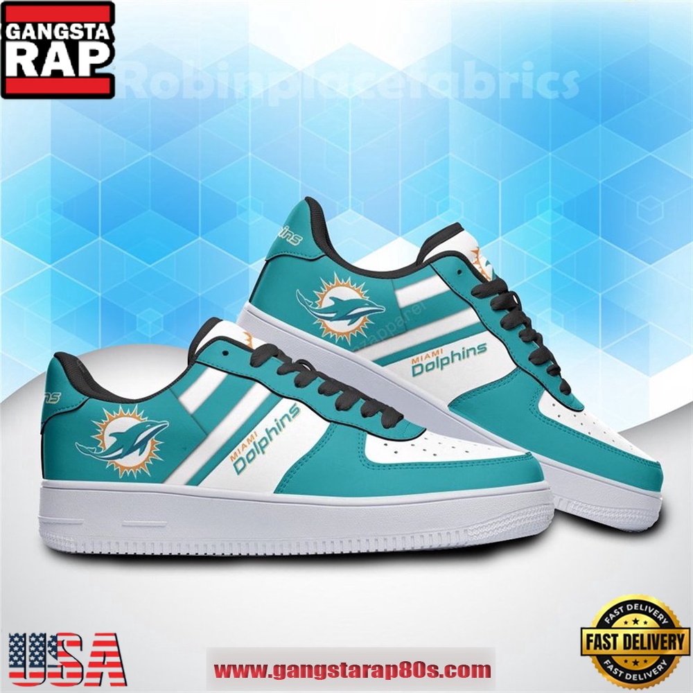 Miami Dolphins Football Air Force 1 Running Sneakers Shoes