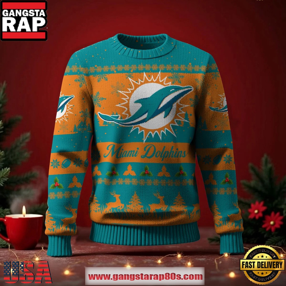 Miami Dolphins NFL Holiday Spirit Ugly Christmas Sweater