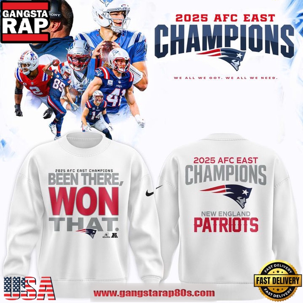 New England Patriots 2025 AFC East Division Champions Sweatshirt-White