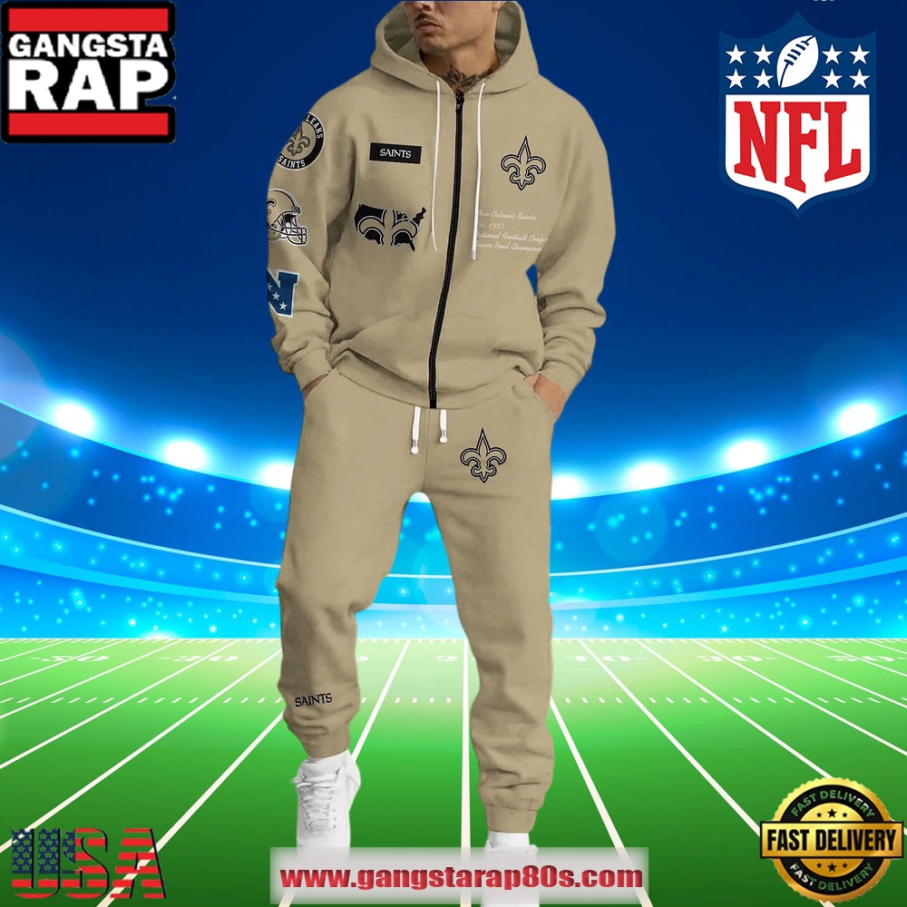 New Orleans Saints NFL Holiday Christmas New Edition Zip Hoodie Joggers Set