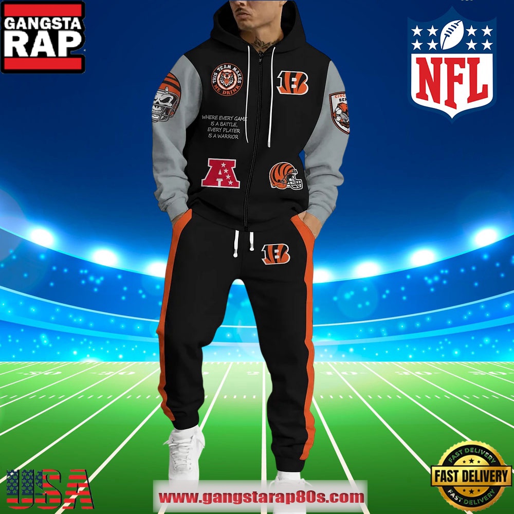 NFL Cincinnati Bengals Holiday Christmas New Design Zip Hoodie Joggers Set