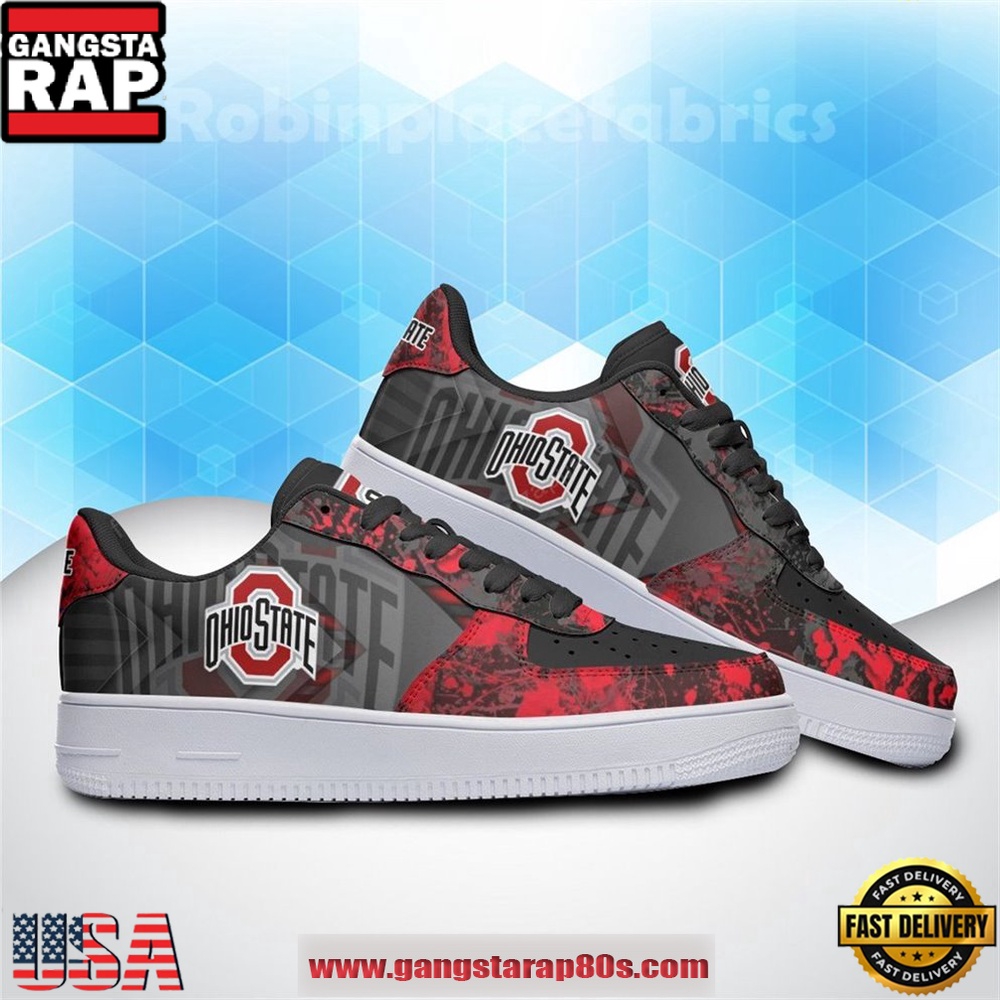Ohio State Buckeyes Team AF 1 Running Sneakers Shoes