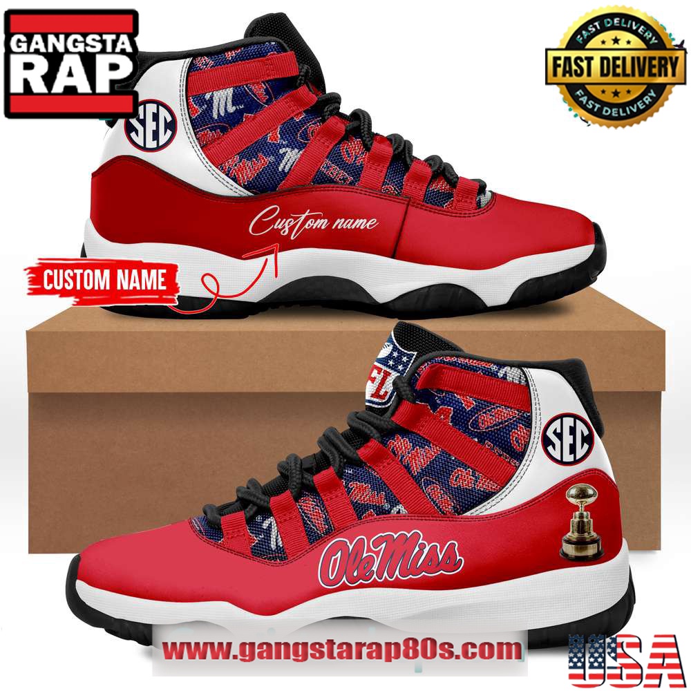 Ole Miss Rebels Custom Name Unique Design Air Jordan 11 Sneakers Shoes