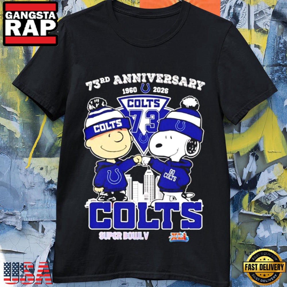 Peanuts x Indianapolis Colts 1960-2026 73th Anniversary 2x Super Bowl Champions T Shirt