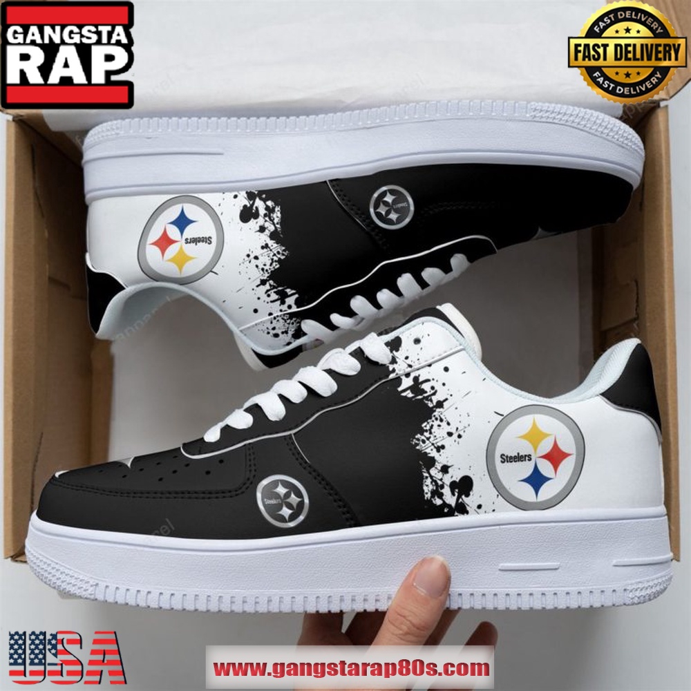 Pittsburgh Steelers NFL Black White Air Force 1 Sneakers Shoes