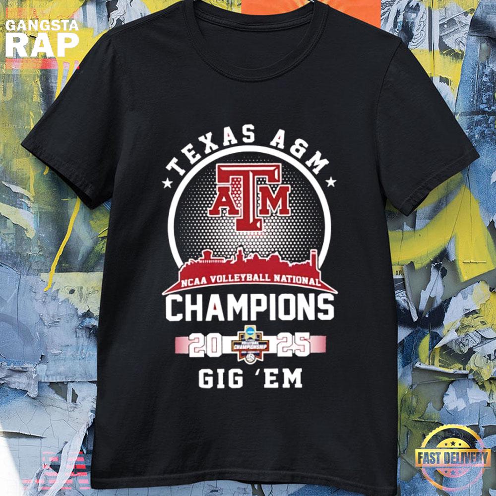 Texas A&M Aggies 2025 Volleyball National Champions City Skyline T Shirt