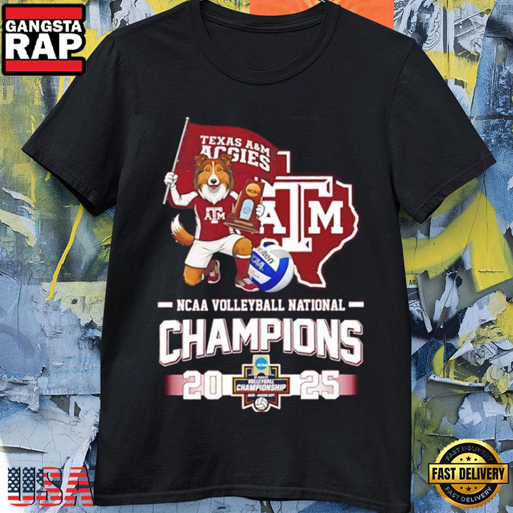 Texas A&M Aggies 2025 Volleyball National Champions Mascot Flag T Shirt